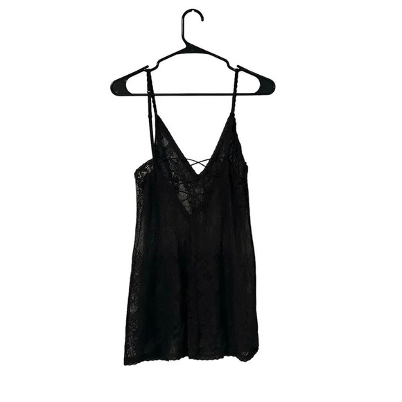 Victoria Secret Black Laced Slip Dress / Chemise Top Size Medium - Picture 4 of 5
